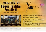 Még lehet nevezni a VAS-FILM 21 Vas vármegyei Függetlenfilm Fesztiválra (ápr. 26-27.)